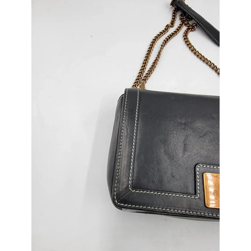 Sam Edelman Dallie Flap Crossbody Bag Women's Black Chain Strap Back Zipper - Picture 3 of 15